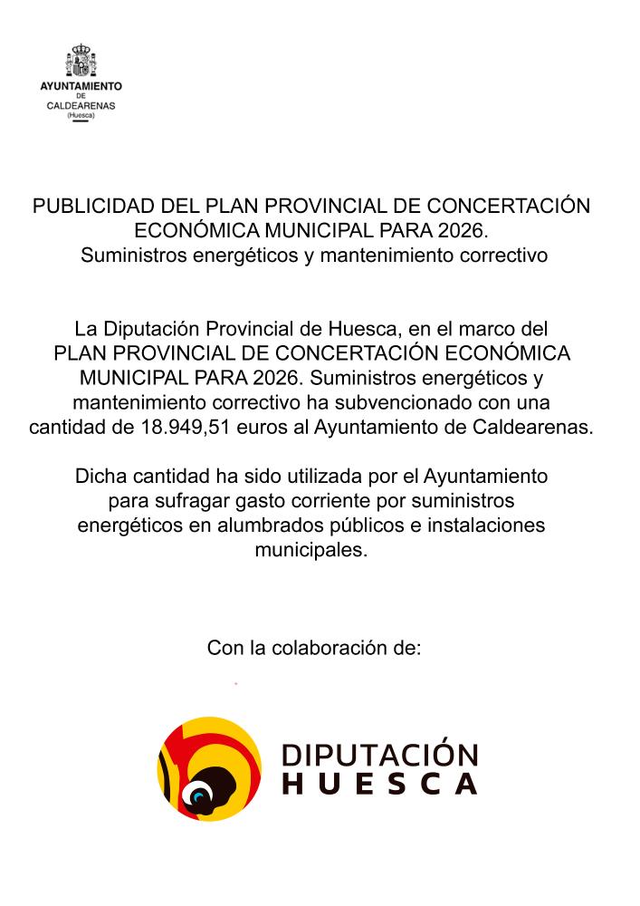 Imagen Plan provincial de concertación económica municipal para 2026. Suministros energéticos y mantenimiento correctivo